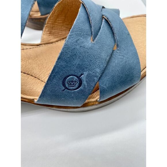 Born Blue Suede Criss Cross Wedges With Supportive Gel - Picture 7 of 9